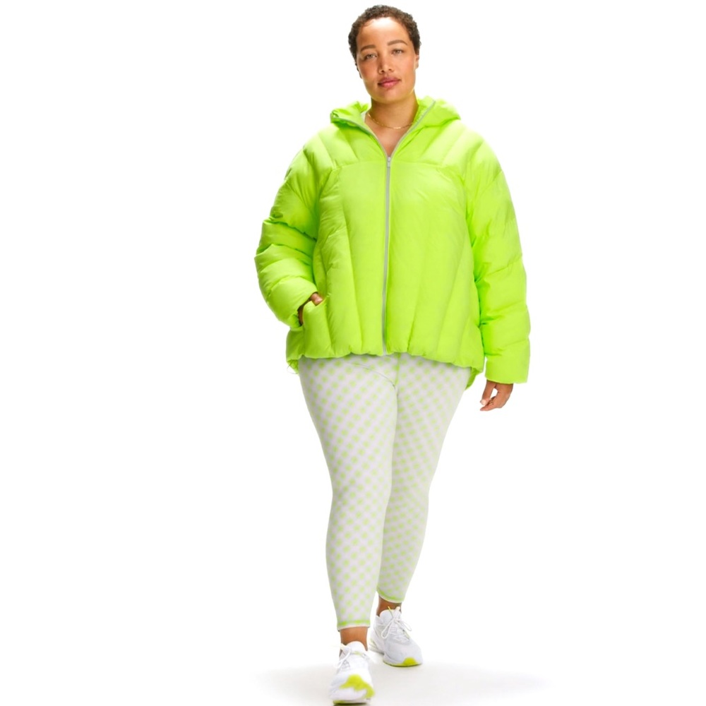 Fabletics Lime Green Quilted Hooded Puffer Jacket